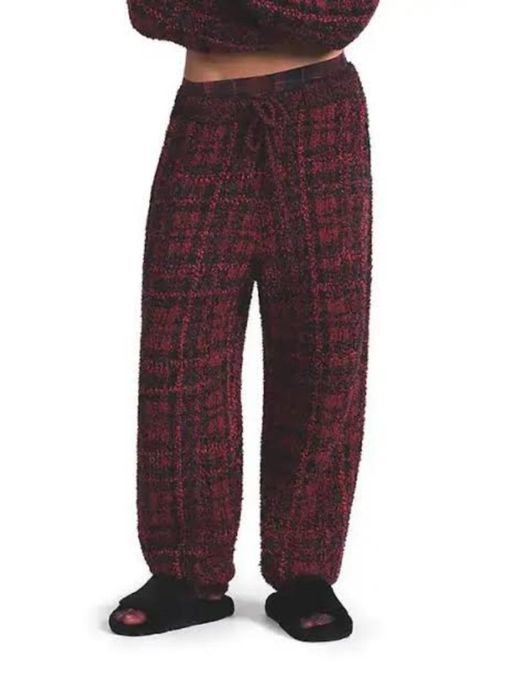 🌸 SKIMS Cozy Oversized Jogger | Merlot Navy Plaid | S/M | NWT 🏷️